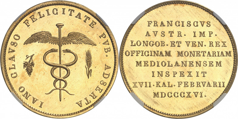 François Ier (1792-1835). Médaille d’Or, Visite d’inspection à la Monnaie de Mil...