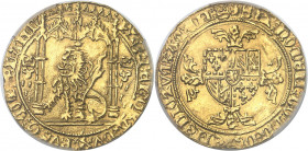 Brabant (duché de), Philippe le Bon (1434-1467). Lion d’or ND (1454-1466), Bruges.
PCGS Genuine Tooled - AU Details (42190001).
Av. PHS: DEI: GRA: D...