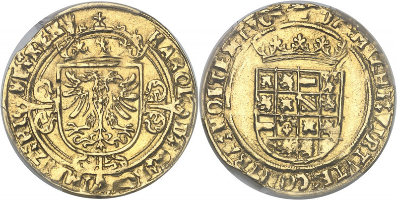 Brabant (duché de), Charles Quint (1506-1555). Demi-réal d’or ND (1521-1552), An...