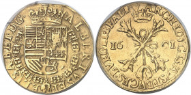 Brabant (duché de), Albert et Isabelle (1598-1621). Double albertin 1601, Anvers.
PCGS Genuine Mount Removed - AU Details (42189988).
Av. ALBERTVS. ...