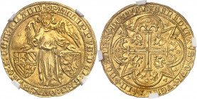 Flandres (comté de), Philippe le Hardi (1384-1404). Ange d’or ND (1384-1404), Bruges.
NGC MS 64* (3938957-008).
Av. + PHILIPPVS: DEI: GRA: DVX: BVRG...