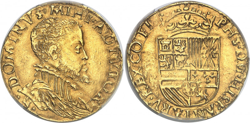 Flandres (comté de), Philippe II (1555-1598). Demi-réal d’or ND (1560-1567), Bru...