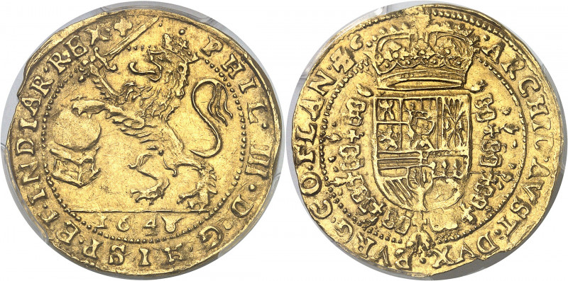 Flandres (comté de), Philippe IV (1621-1665). Souverain ou lion d’or 1648/7, Bru...