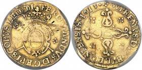 Liège (évêché de), Ferdinand de Bavière (1612-1650). Double écu d’or 1613, Bouillon.
PCGS Genuine Scratch - VF Details (42189997).
Av. FERDINANDVS. ...