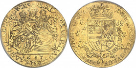 Tournai (seigneurie de), Albert et Isabelle (1598-1621). Double souverain 1617, Tournai.
PCGS Genuine Cleaned - AU Details (42189984).
Av. (atelier)...