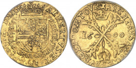 Tournai (seigneurie de), Albert et Isabelle (1598-1621). Double albertin 1600, Tournai.
PCGS Genuine Scratch - AU Details (42189989).
Av. ALBERTVS. ...