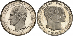 Léopold Ier (1831-1865). 10 centimes, mariage du duc et de la duchesse de Brabant, Flan bruni (PROOF) 1853, Bruxelles.
NGC PF 62 CAMEO (3931146-001)....