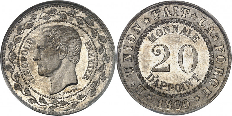 Léopold Ier (1831-1865). Essai de 20 centimes monnaie d’appoint par L. Wiener 18...