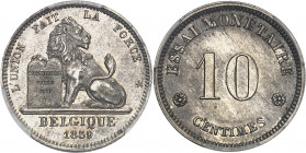 Léopold Ier (1831-1865). Essai de 10 centimes au lion par Braemt 1859, Bruxelles.
PCGS Genuine Cleaned - UNC Detail (42177741).
Av. L'UNION FAIT LA ...
