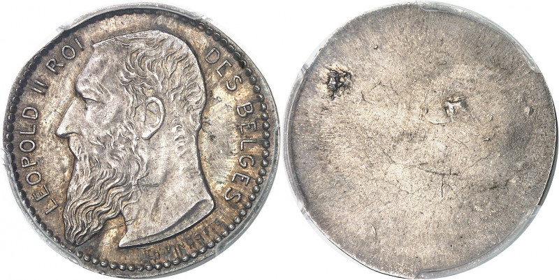 Léopold II (1865-1909). Épreuve uniface d’avers de 2 francs par Th. Vinçotte, su...