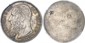 Léopold II (1865-1909). Épreuve uniface d’avers de 2 francs par Th. Vinçotte, sur flan mince ND (1904), Bruxelles.
PCGS SP63 (42177753).
Av. LEOPOLD...