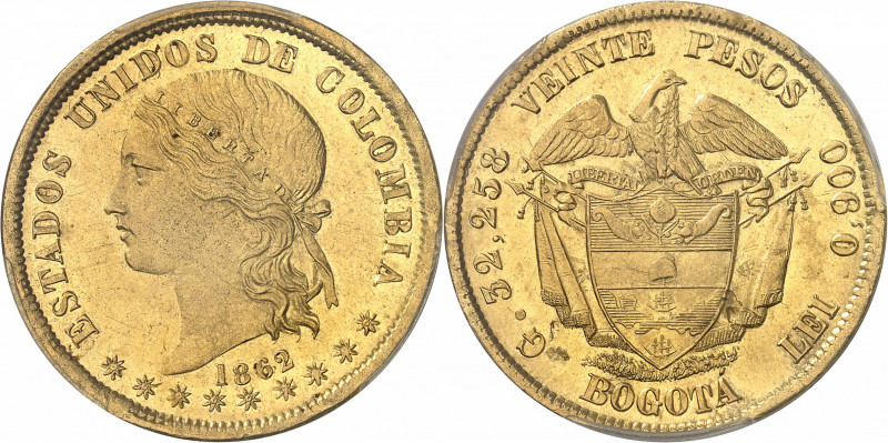 Colombie (États-Unis de) (1863-1886). 20 pesos 1862, Bogota.
PCGS MS62 (8498404...