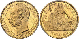 Indes occidentales danoises, Christian IX (1863-1906). 50 francs / 10 daler 1904, Copenhague.
PCGS MS63+ (42446608).
Av. CHRISTIAN IX (date) DANSK. ...