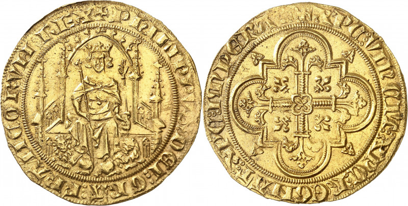 Philippe VI (1328-1350). Parisis d’or ND (1329).

Av. + PHILIPPVS: DEI: GRA: F...