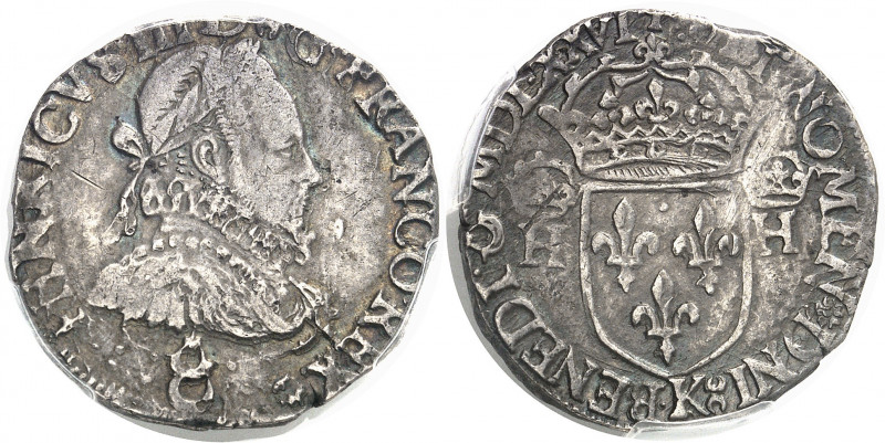 Henri III (1574-1589). Teston, sans le titre de roi de Pologne 1576, K, Bordeaux...