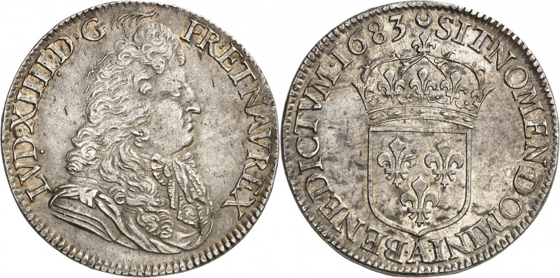 Louis XIV (1643-1715). Demi-écu au jabot ou à la cravate, 2e type 1683, A, Paris...