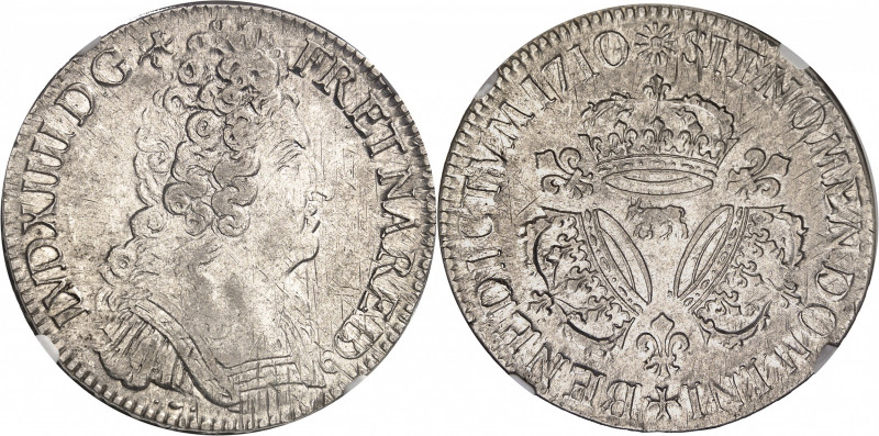 Louis XIV (1643-1715). Écu de Béarn aux trois couronnes 1710, Pau.
NGC AU 55 (5...