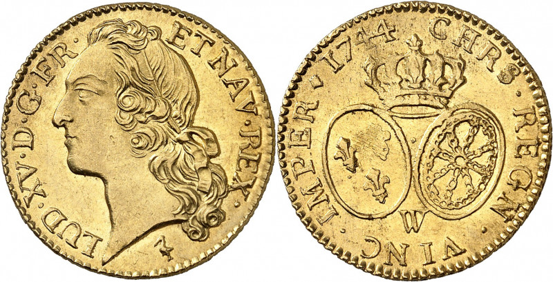 Louis XV (1715-1774). Louis d’or au bandeau 1744, W, Lille.
PCGS Genuine Cleane...