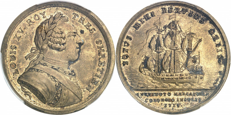 Louis XV (1715-1774). Médaille, création de la Chambre de Commerce et juridictio...