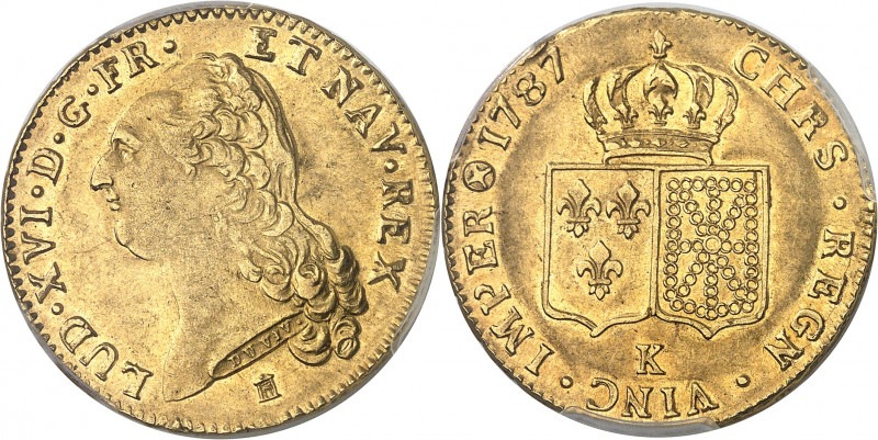 Louis XVI (1774-1792). Double louis d’or à la tête nue 1787, 1er semestre, K, Bo...