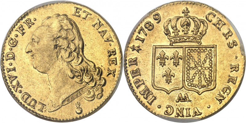 Louis XVI (1774-1792). Double louis d’or à la tête nue 1789, 1er semestre, AA, M...