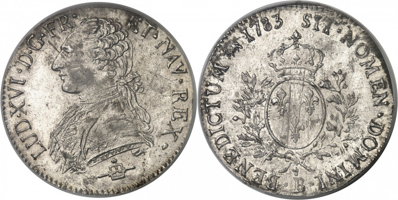 Louis XVI (1774-1792). Écu aux rameaux d’olivier 1783, B, Rouen.
PCGS Genuine C...