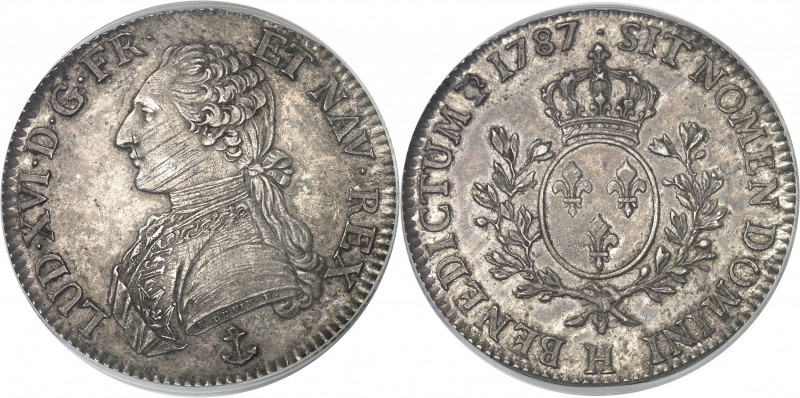 Louis XVI (1774-1792). Écu aux rameaux d’olivier 1787, H, La Rochelle.
PCGS AU5...