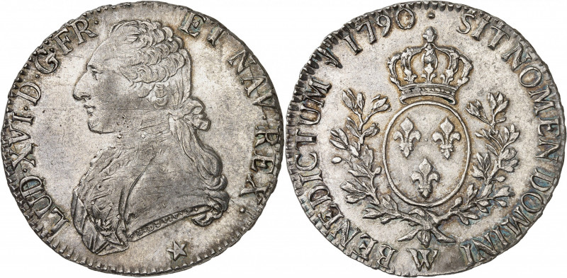 Louis XVI (1774-1792). Écu aux rameaux d’olivier 1790, W, Lille.
NGC MS 62 (578...