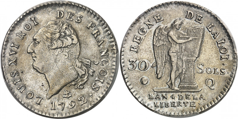 Constitution (1791-1792). 30 sols FRANÇOIS 1792, 2e semestre, Q, Perpignan.
PCG...