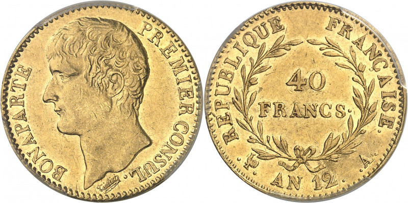 Consulat (1799-1804). 40 francs Bonaparte, Premier Consul An 12, A, Paris.
PCGS...