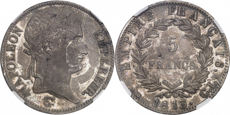 Premier Empire / Napoléon Ier (1804-1814). 5 francs Empire 1813, CL, Gênes.
NGC...