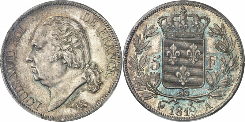 Louis XVIII (1814-1824). 5 francs buste nu 1819, A, Paris.
PCGS MS64 (41270845)...