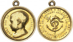 Henri V (1820-1883). Médaillette Or, à l’ancre brisée et au serpent à deux têtes ND (1820), Paris.

Av. HENRY DUC DE BORDEAUX. Buste à gauche. 
Rv....