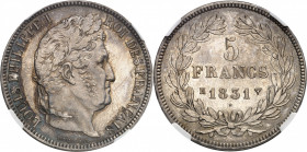 Louis-Philippe Ier (1830-1848). 5 francs Domard, tranche en relief 1831, H, La Rochelle.
NGC MS 63 (5883937-018).
Av. LOUIS PHILIPPE I ROI DES FRANÇ...