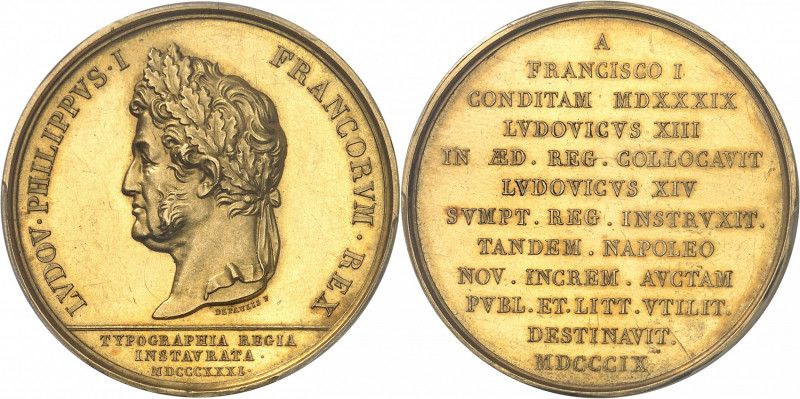 Louis-Philippe Ier (1830-1848). Médaille d’Or, restauration de la typographie 18...