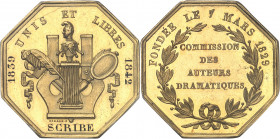 Louis-Philippe Ier (1830-1848). Jeton en Or de la Commission des auteurs dramatiques, attribué à Scribe 1839-1842, Paris.
PCGS SP63 (42254530).
Av. ...