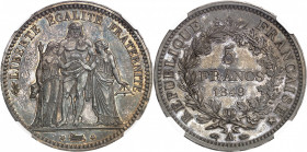 IIe République (1848-1852). 5 francs Hercule, Flan bruni (PROOF) 1849, A, Paris.
NGC PF 64 (4825059-001).
Av. LIBERTÉ ÉGALITÉ FRATERNITÉ. Hercule en...