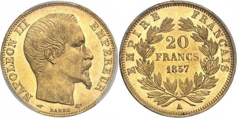 Second Empire / Napoléon III (1852-1870). 20 francs tête nue 1857, A, Paris.
PC...