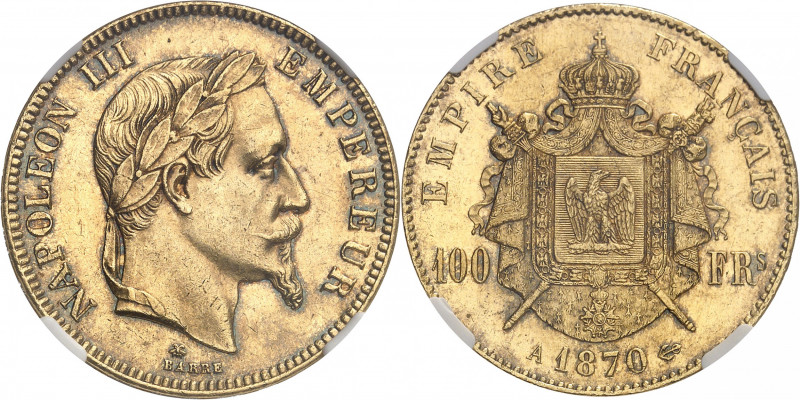 Second Empire / Napoléon III (1852-1870). 100 francs tête laurée 1870, A, Paris....