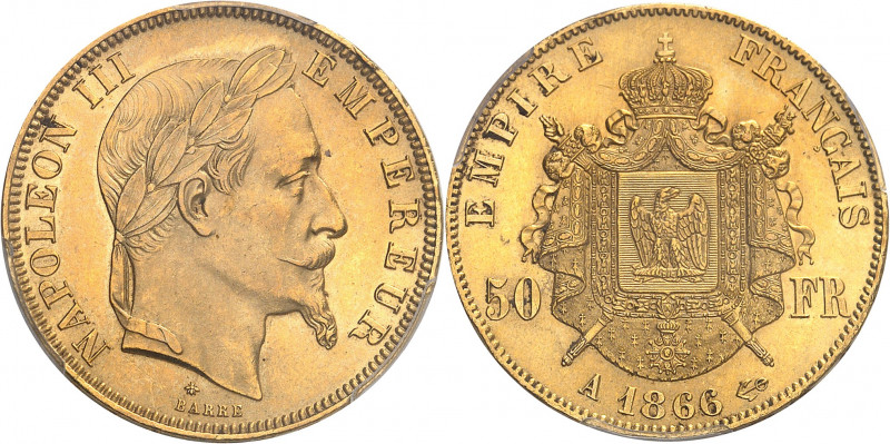 Second Empire / Napoléon III (1852-1870). 50 francs tête laurée 1866, A, Paris....