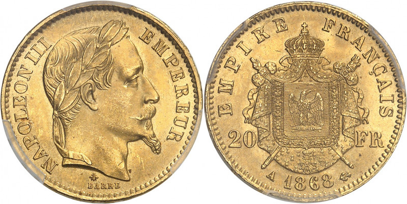 Second Empire / Napoléon III (1852-1870). 20 francs tête laurée 1868, A, Paris....
