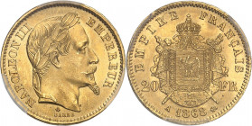Second Empire / Napoléon III (1852-1870). 20 francs tête laurée 1868, A, Paris.
PCGS MS65 (41821042).
Av. NAPOLEON III EMPEREUR. Tête laurée à droit...