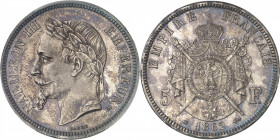 Second Empire / Napoléon III (1852-1870). 5 francs tête laurée 1862, A, Paris.
PCGS MS66 (37658661).
Av. NAPOLEON III EMPEREUR. Tête laurée à gauche...