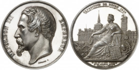 Second Empire / Napoléon III (1852-1870). Médaille, Exposition de Dijon, avec attribution au baron Thénard 1853, Paris.

Av. NAPOLEON III EMPEREUR. ...