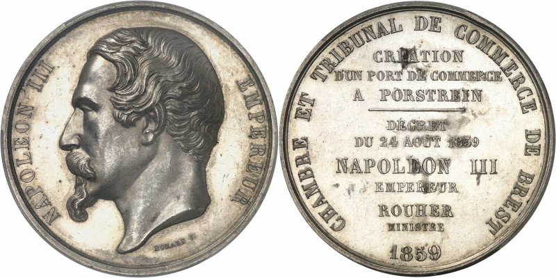 Second Empire / Napoléon III (1852-1870). Médaille, création du port de commerce...