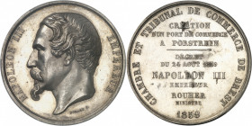 Second Empire / Napoléon III (1852-1870). Médaille, création du port de commerce de Porstrein près de Brest 1859, Paris.
PCGS SP61 (42483658).
Av. N...