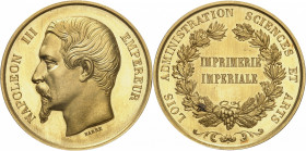 Second Empire / Napoléon III (1852-1870). Médaille d’Or, Imprimerie impériale [1863], Paris.

Av. NAPOLEON III EMPEREUR. Tête nue à gauche de Napolé...
