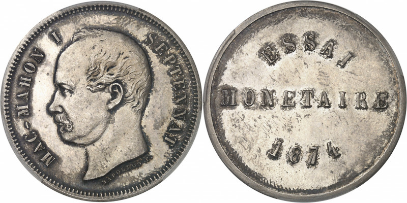 IIIe République (1870-1940). Essai au module de 5 francs Mac Mahon 1874, Bruxell...