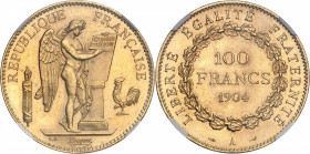 IIIe République (1870-1940). 100 francs Génie 1904, A, Paris.
NGC MS 64+ (5780845-011).
Av. RÉPUBLIQUE FRANÇAISE. Génie ailé de la République debout...