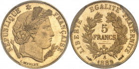 IIIe République (1870-1940). 5 francs Cérès Flan bruni (PROOF) 1889, A, Paris.
PCGS PR64DCAM (35108579).
Av. RÉPUBLIQUE FRANÇAISE. Tête de la Républ...